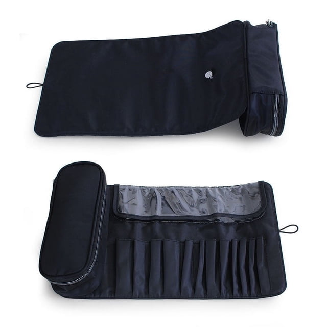 Almacenamiento de brochas de maquillaje, bolsa de cosméticos con 12 soportes para brochas, bolsa para brochas de maquillaje JM Rojo Verde