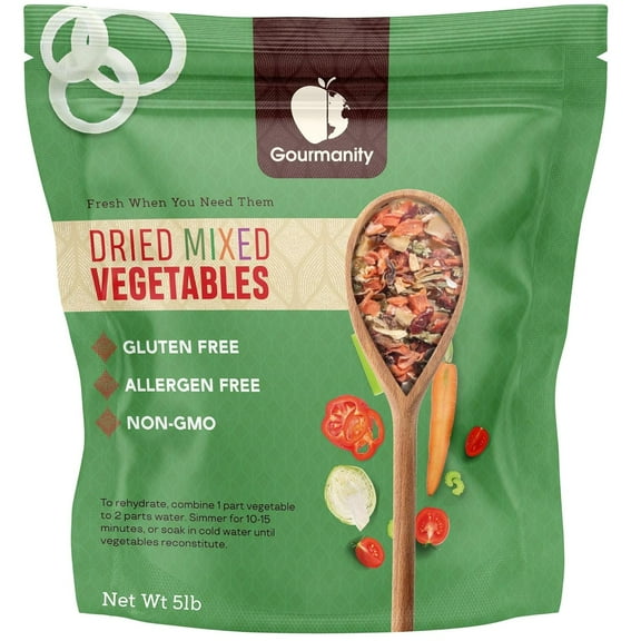 Dehydrated Mixed Vegetables, All Natural Dried Ramen Topping, Adds Color Flavor and Texture to your Vegetable Soups and Stews, 5lb Bag.
