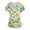 Dark Blue, variant on Women's Plus Size Printed V-Neck Scrubs for Women Set with Pockets, Cheerful Animal & Floral Design Scrub Set for Medical Staff,Yellow M