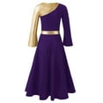 thumbnail image 4 of YONGHS Kids Girls Lyrical Dance Dress for Church Worship Praisewear Purple 8, 4 of 7