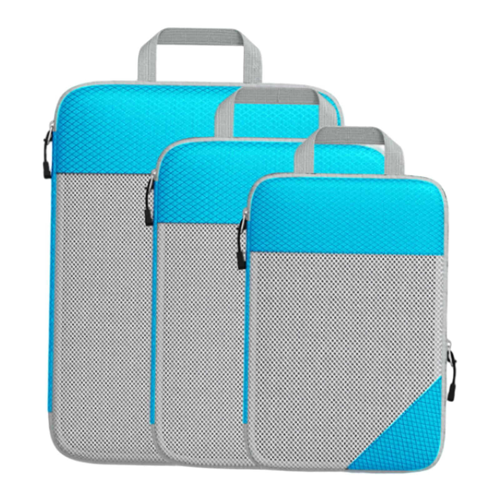 Compression Packing Cubes 3 Pieces Portable Luggage Organizer widening Hand Strap Lightweight and Easily Identifying for Women and Men
