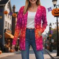 thumbnail image 2 of Towmus Halloween Cardigan For Women Fashion Cute Pumpkin Print Cardigans Sweaters Casual Open Front Long Sleeve Coats With Pockets, 2 of 6
