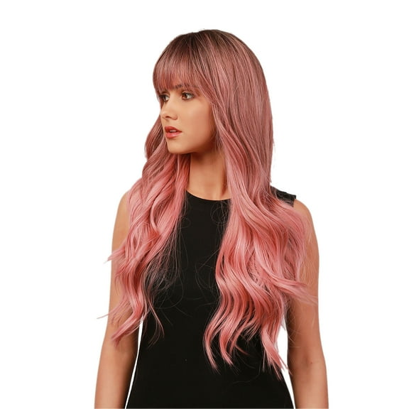 Women's Fashion Head Dyed Black Gradient Golden Long Straight Wig