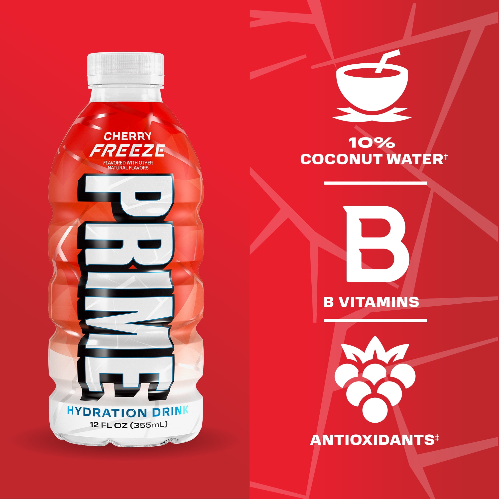 Prime Hydration Sports Drink, Duo Pack, Cherry Freeze, Future Freeze, 12 fl oz, Bottles
