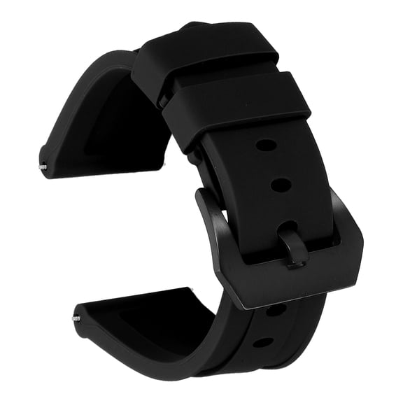 Uxcell Silicone Watch Bands 24mm Width Waterproof Quick Release Rubber Watch Bands with Black Buckle for Men Women, Black