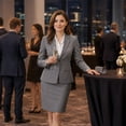 thumbnail image 3 of AZoiNM Women's Business Skirt Suit Set, 2-Piece Long Sleeve Blazer & Pencil Skirt, Two-Button Professional Workwear with Real Pockets, Dark Gray, 3 of 16
