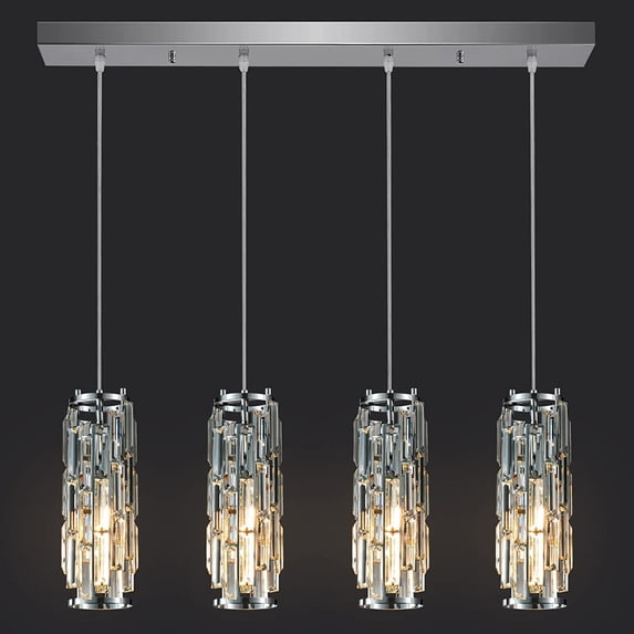 ZXNYH 3 Light Chrome Pendant Lighting Modern Pendant Light, Mini Crystal Chandeliers,Adjustable Pendant Light Fixture for Kitchen Island Dinning Room Bedroom (Chrome 3-Light)