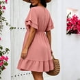 thumbnail image 7 of Karymi Plus SizePolka Dot Ruffle Sleeve Dress, Round Neck Elastic Waist Tiered Flounce Hem Casual A-Line Summer Dress Maxi Dress, 7 of 7