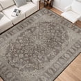 thumbnail image 5 of 5x7 Washable Area Rug Non-Slip Low Profile Vintage Distressed Oriental Rug for Living Room, Bedroom, Dining Room, Office, Brown, 5 of 13
