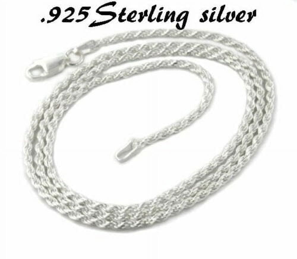 925 Sterling Silver Rope Chain Necklace Italy 1.2mm 1.5mm 1.8mm 2.2mm 2.7mm 3.2mm 4mm 5mm, Lobster Clasp, New, Gift, Men, Woman