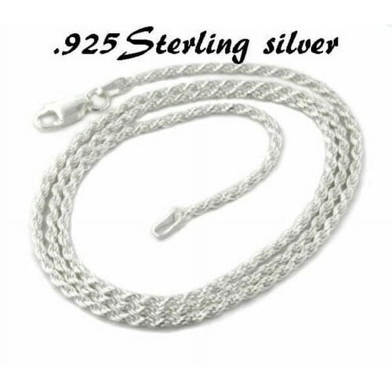 925 Sterling Silver Rope Chain Necklace Italy 1.2mm 1.5mm 1.8mm