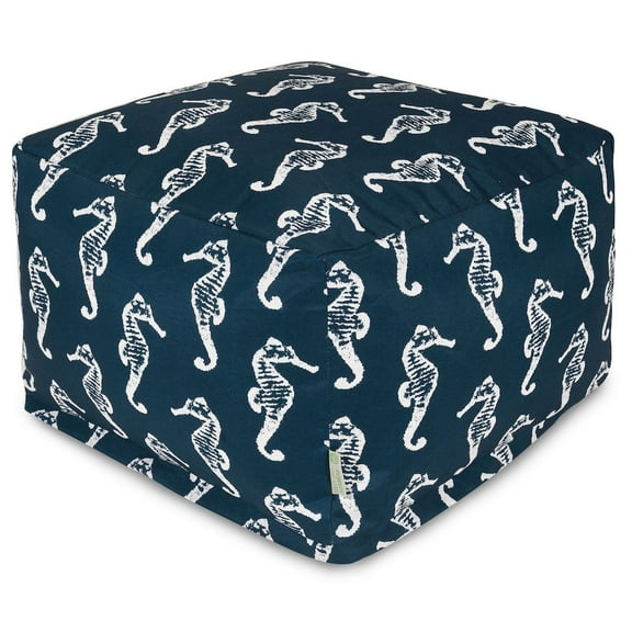 Majestic Home Goods Ottoman Pouf Sea Horse Navy