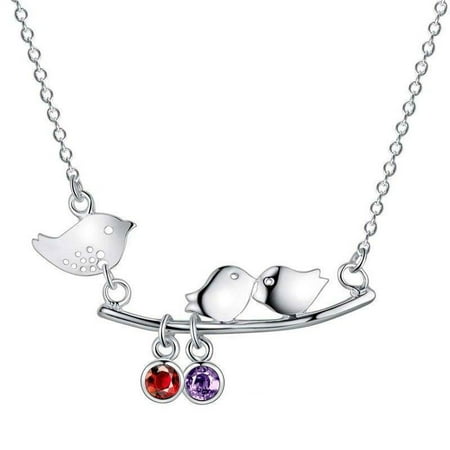 Sterling Silver Mop - ON SALE - Tweet Birdy Mom & Babies Sterling Silver Branch Necklace Silver