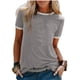 thumbnail image 2 of Camiseta de mujer Blusa informal de manga corta con costuras en bloques de color, gris claro, XXL Vogacara AP002400-25, 2 of 5