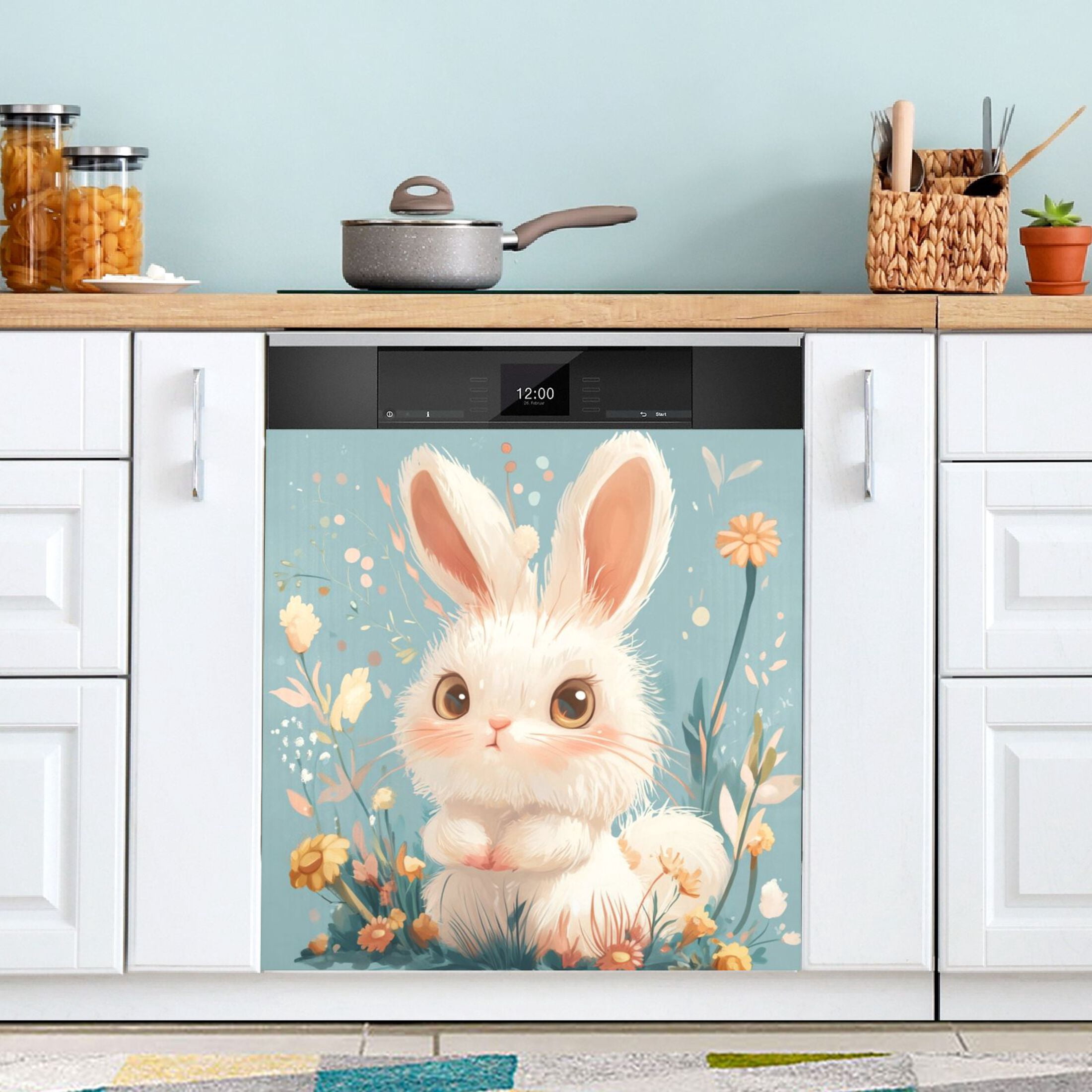 Dishwasher Magnetic Sticker 23x26 Inch Refrigerator Magnetic Sticker Washing Machine Magnetic Sticker Kitchen Panel Magnetic Sticker Home Decor A Cartoon Rabbit