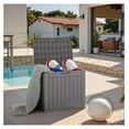 thumbnail image 7 of SONGMY 42 Gallon Deck Box Waterproof, Resin Outdoor Storage Box with Side Handles, Outdoor Storage Benches Lockable for Patio Cushions and Garden Tools (Gray), 7 of 7