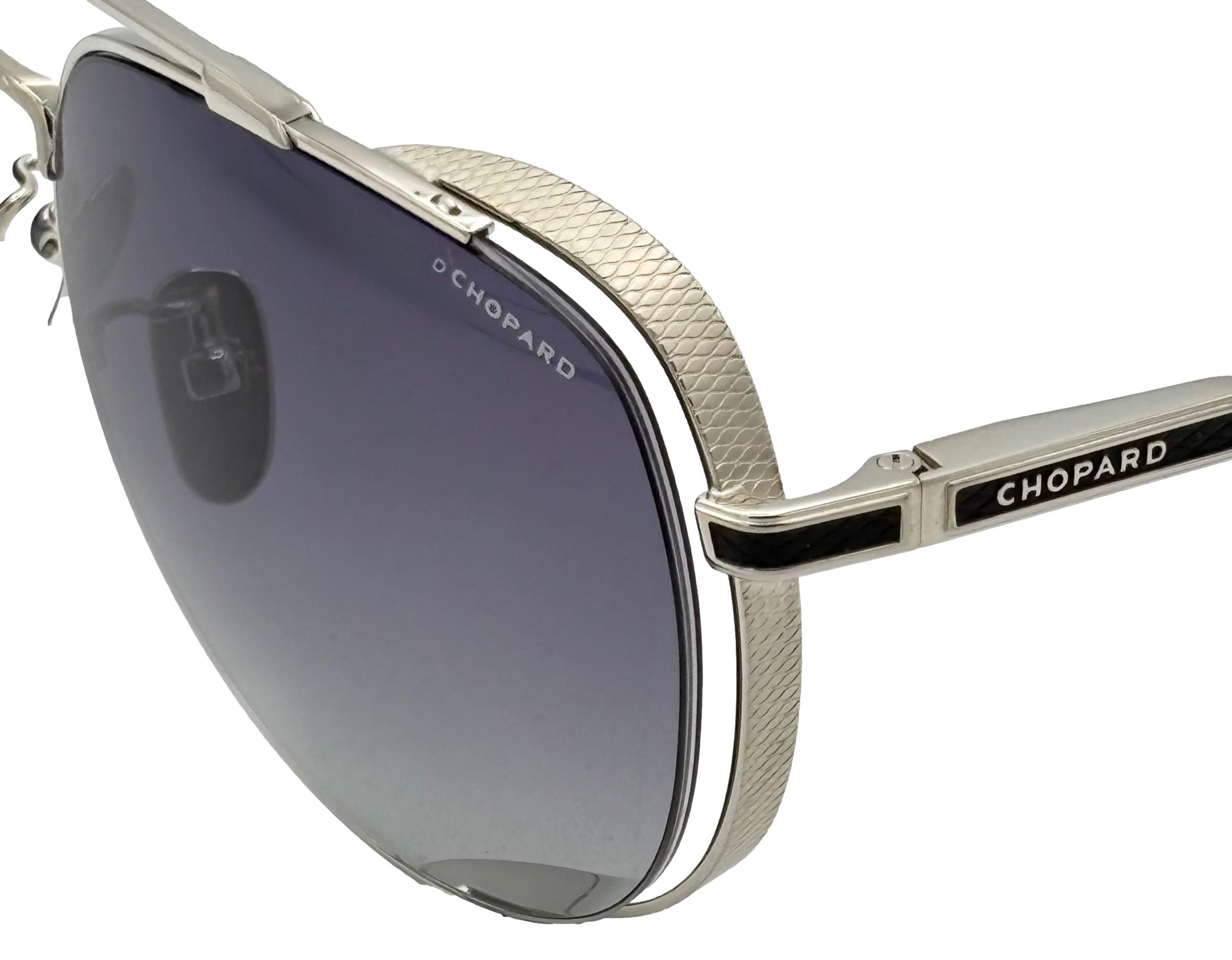 Chopard Mens Sunglasses Silver Metal Aviator Sunglass SCHC33M. 0K07