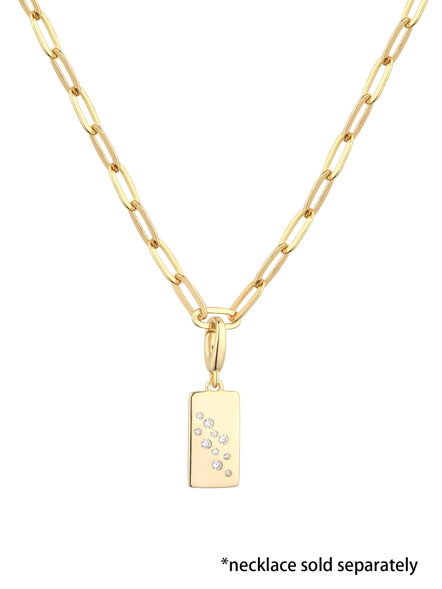 Brilliance Fine Jewelry Simulated Diamonds Rectangle Charm in 14KT Gold Plated Sterling Silver