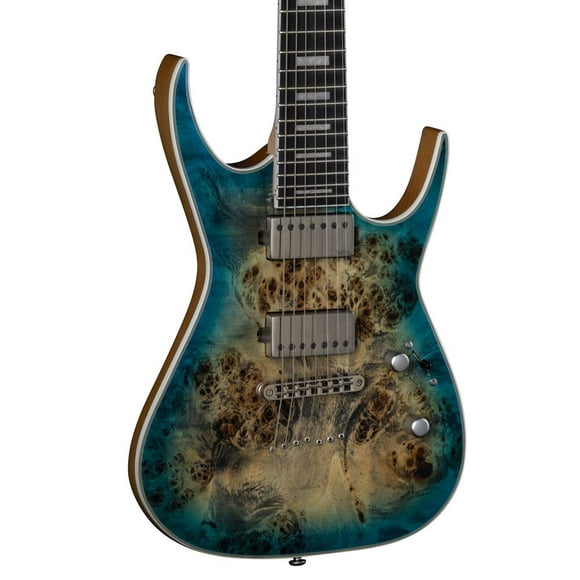 Dean Guitars Exile Select 7 Cordes Burl Poplar Guitare Électrique, Droite, Satin Turquoise Éclat (EXILE7BRL STQB)