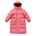 thumbnail image 2 of Cethrio Girls Puffer Jackets Size 14-16, Thickened Mid-length Zipper Windproof Winter Coats Pink, 2 of 4