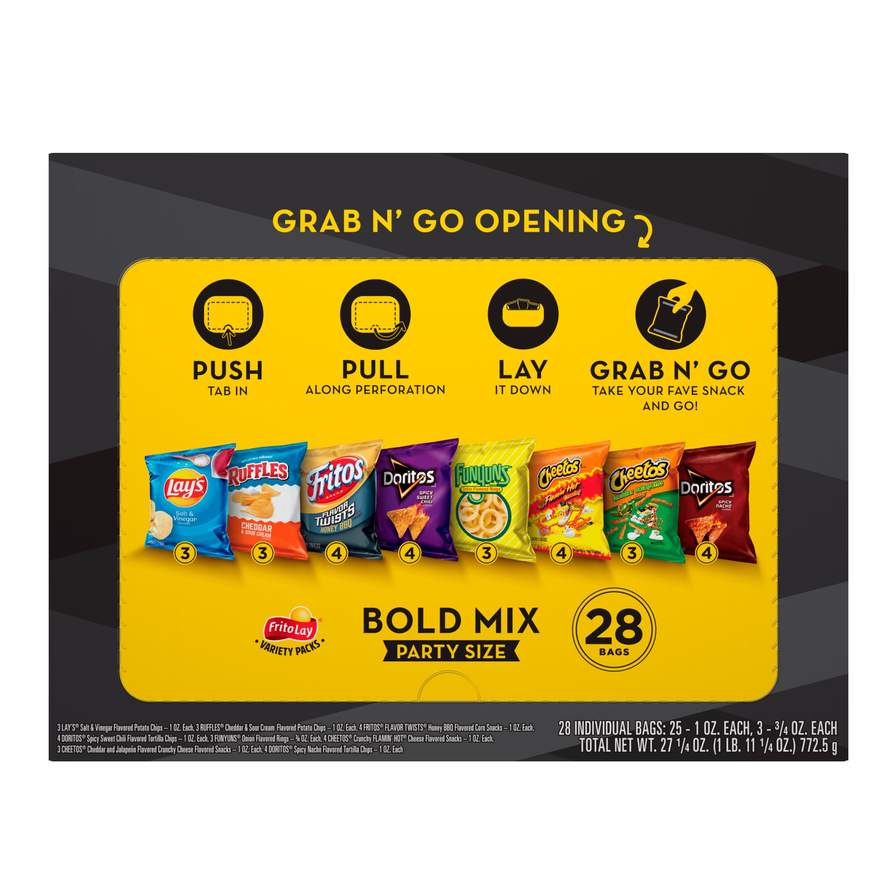 Frito-Lay Bold Mix Snacks Variety Pack, Party Size, 28 Count (Assortment May Vary)