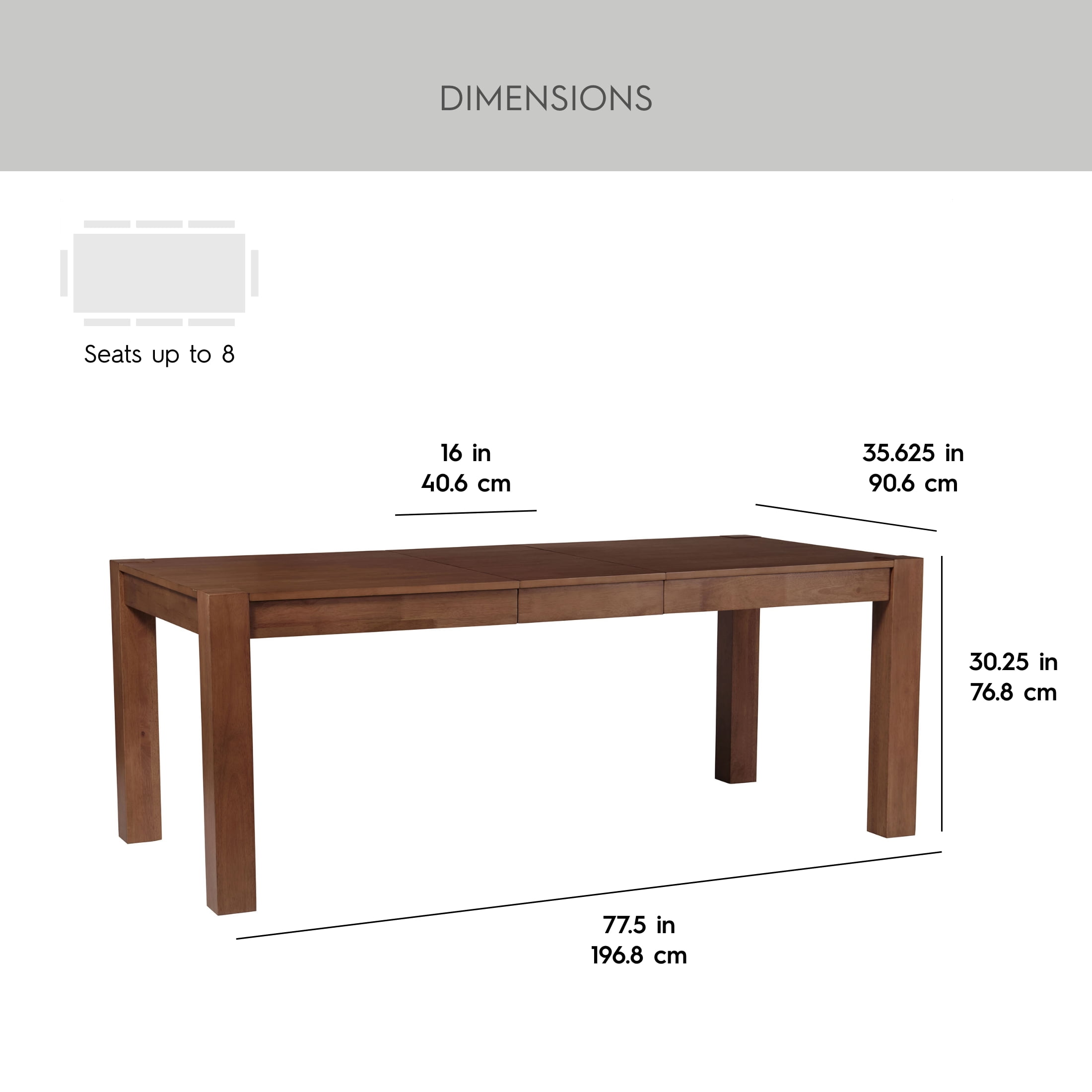 Better Homes & Gardens Bryant Solid Wood Extendable Dining Table, Walnut Finish