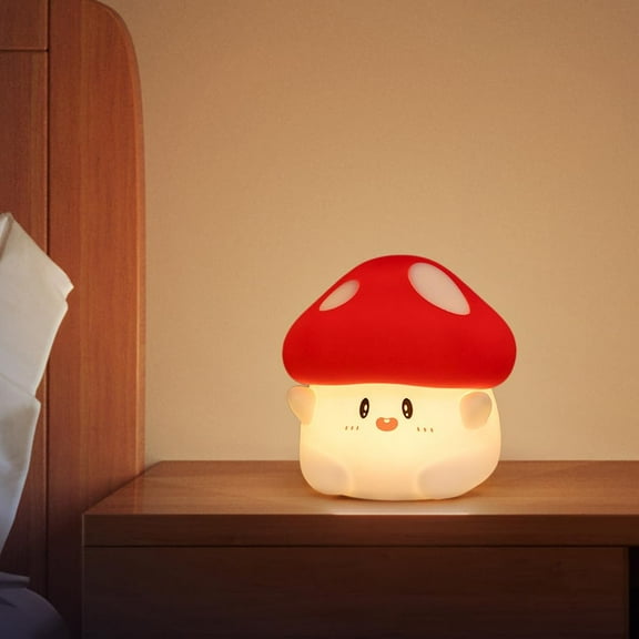 MYKOMI Cute Mushroom Night Light Rechargeable Night Light, Silicone Dimmable Bedside Touch Night Light, Soft Light Kids Night Light Bedside Lamp Kawaii Desk Decor for Woman Kids Teen Girls