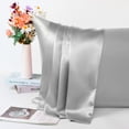 PiccoCasa Satin Pillowcases for Skin Set of 2, Zipper Closure Silver