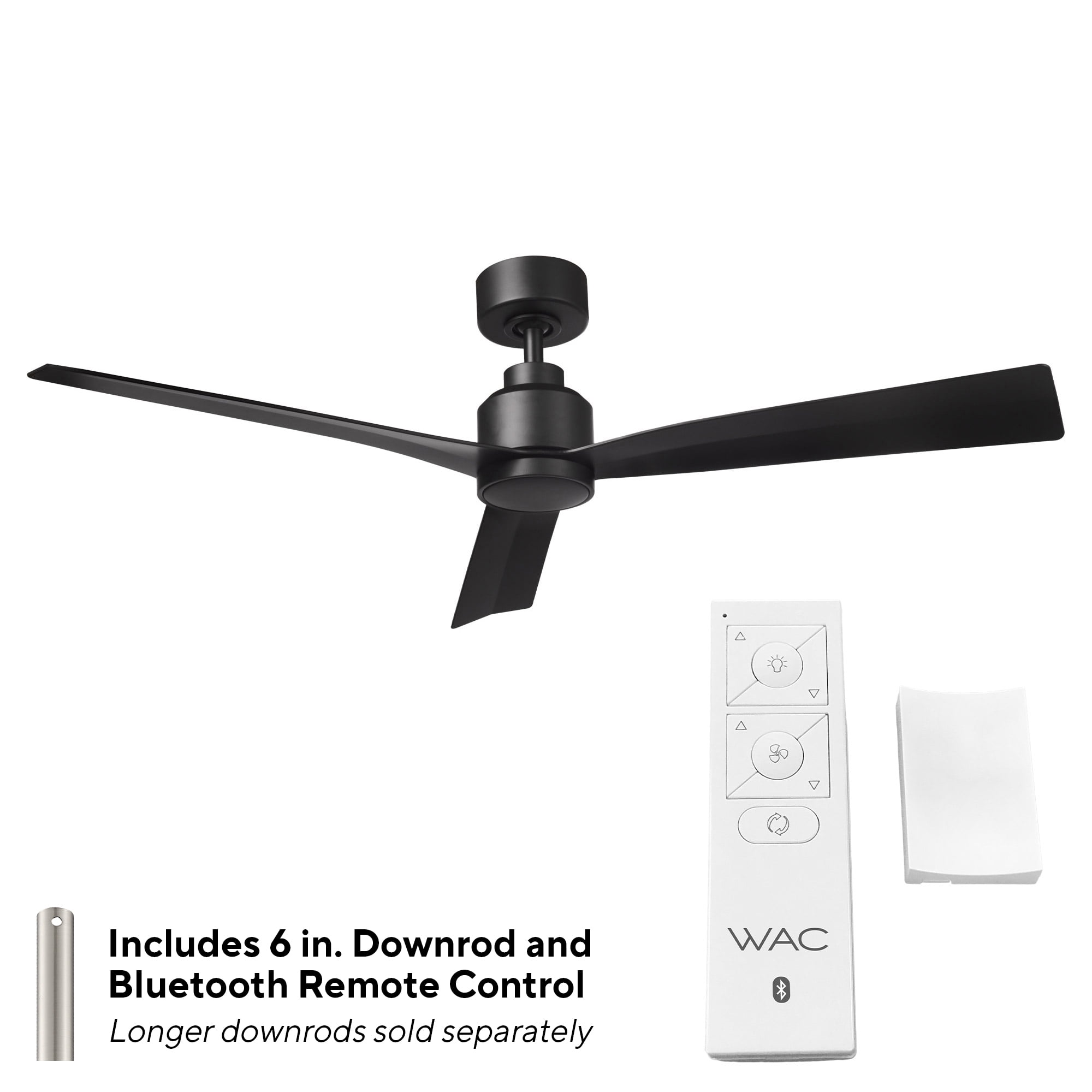 WAC Clean 52" Matte Black Smart Ceiling Fan with Remote Control