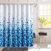 ComfiTime Shower Curtain - Heavy Duty Mildew-Resistant Fabric Bathroom Curtain, Waterproof, Machine-Washable, Weighted Hem, Rose Petal Floral Design, 72" W x 72” H, Blue