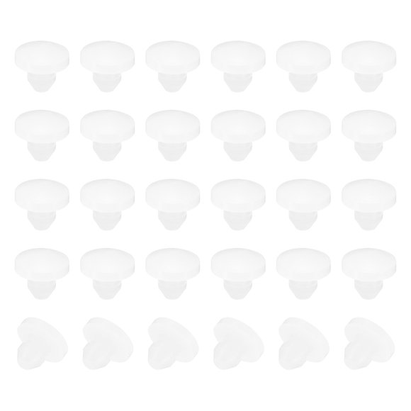 Unique Bargains 3.5mm Diameter Silicone Round Snap, 30 Pcs in Type Locking Furniture Hole Plug Protective Cover, Translucence