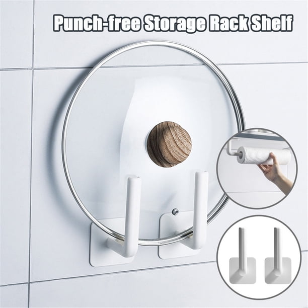 Organizador de estanterías de pared autoadhesivo | Rack de almacenamiento sin perforador | Material ABS | Soporte para cocina y baño | Pack de 2 | Adhesivo fuerte | 11,6x7x2cm | Diseño extraíble sin