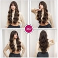 thumbnail image 6 of Long Curly Brown Highlight Wigs With Bangs Wig for Women Synthetic Hair Wig for Party Cosplay Daily Use -26 inches, 6 of 6