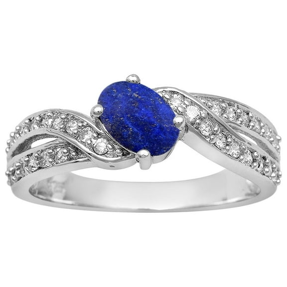 Mooneye Cluster 6X4 mm Oval Natural Lapis Lazuli 925 Sterling Silver Mother's Day Gift Ring