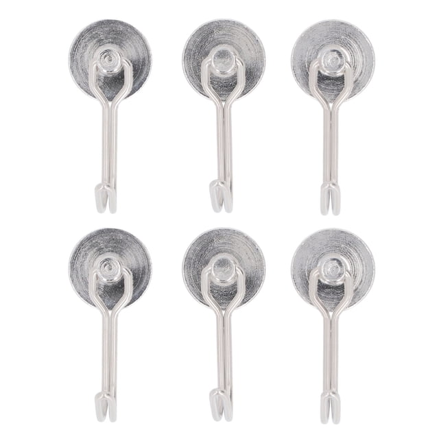 6Pcs Magnetic Hook 180° Rotation 0‑8kg Strong Neodymium Magnet for Refrigerator Home Nickel Colour
