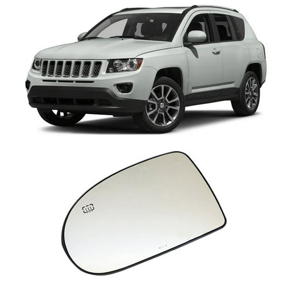 Left Door Wing Side Mirror Glass Heated with Backing Plate for Compass 2007 - 2017