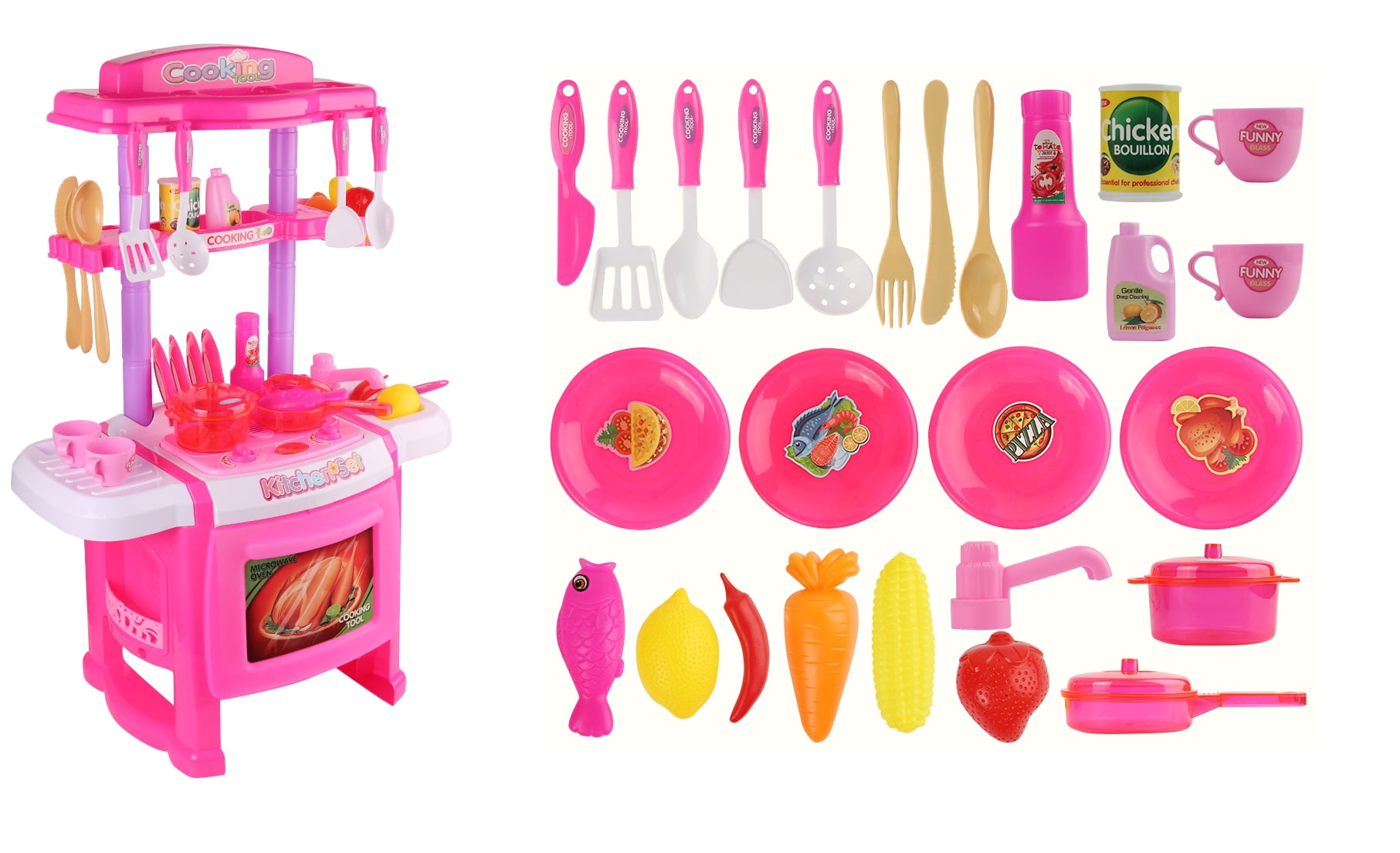 Chef Cook Occupation Fruit Salad Vegetable Kitchenware Pretend Play Girl Kid Toy 