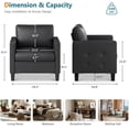 thumbnail image 2 of LAZZO Faux Leather Accent Chair, Mid-Century Modern Armchair with Tufted Seat and Armrests for Living Room and Office, Black, 2 of 8