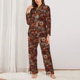 thumbnail image 2 of Yiaed Coffee Stamp Print Pajamas Women's Long Sleeve Sleepwear Soft Button Down Loungewear Pjs Lounge Set Nightwear Womens Pajama Pants-XX-Large, 2 of 7