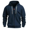 thumbnail image 4 of GIPQJK Tactical Hoodies for Men Full-Zip Fleece Hooded Jackets Solid Color Casual Loose Outdoor Sweatshirts Zip Up Hooded Jacket,Navy M, 4 of 4
