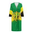 thumbnail image 3 of Yuyamidu Jamaican Flag Mid Length Bathrobe for Women Towel Robe with Waist Belt Sunflower 3/4 Sleeve Robes Size S Female Sleepwear Ladies Loungewear Long Elegant Night Robes, 3 of 7