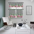 thumbnail image 4 of Spring Pink Roses Kitchen Curtains Sets for Windows 24 Inch Length, Pastoral Eucalyptus Black White Plaid Rod Pocket Window Treatments Tier Curtains and Valances Set for Bedroom/Bathroom, 4 of 8