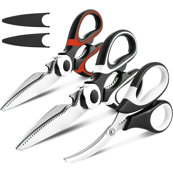 3-Pack Heavy Duty Kitchen Scissors - Stainless Steel, Ultra Sharp, Multi-Purpose