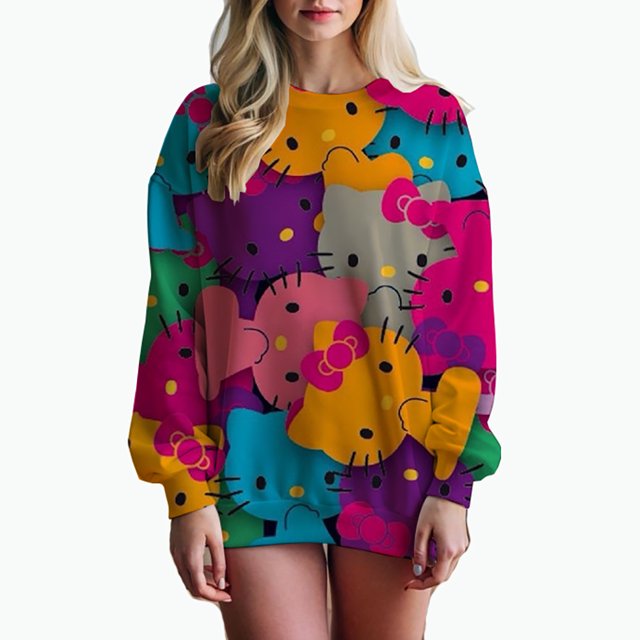 Sudaderas y sudaderas para mujer Sudaderas con estampado lindo de Hello Kitty Sudaderas de otoño y primavera Sudaderas con capucha de manga larga Harajuku de otoño y primavera