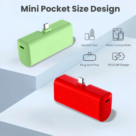 (2piece set)22.5W Fast Charging, Mini Portable Power Bank, USB-C Mobile Power Bank, Universal Compatibility, USB Type-C Dual Power Mode, Rechargeable Lithium Polymer Battery