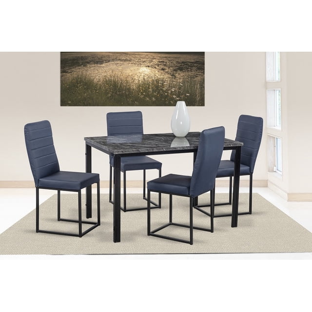 Comedor Laos MOBILKRAFT 4 Sillas Tubular Laminada Azul