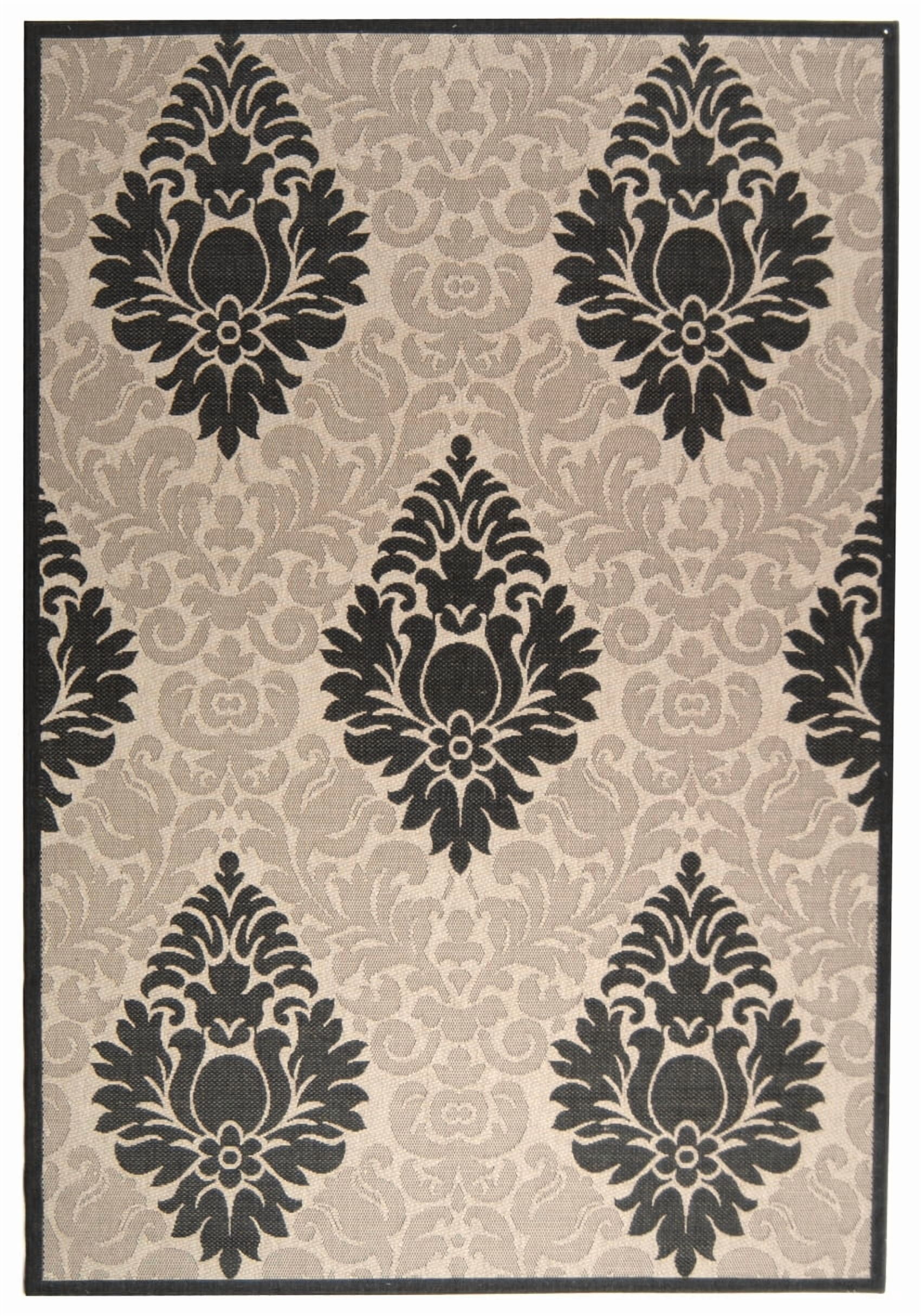Safavieh Courtyard Jessie Damask Indoor/Outdoor Area Rug, Sand/Black, 6'7" x 9'6"