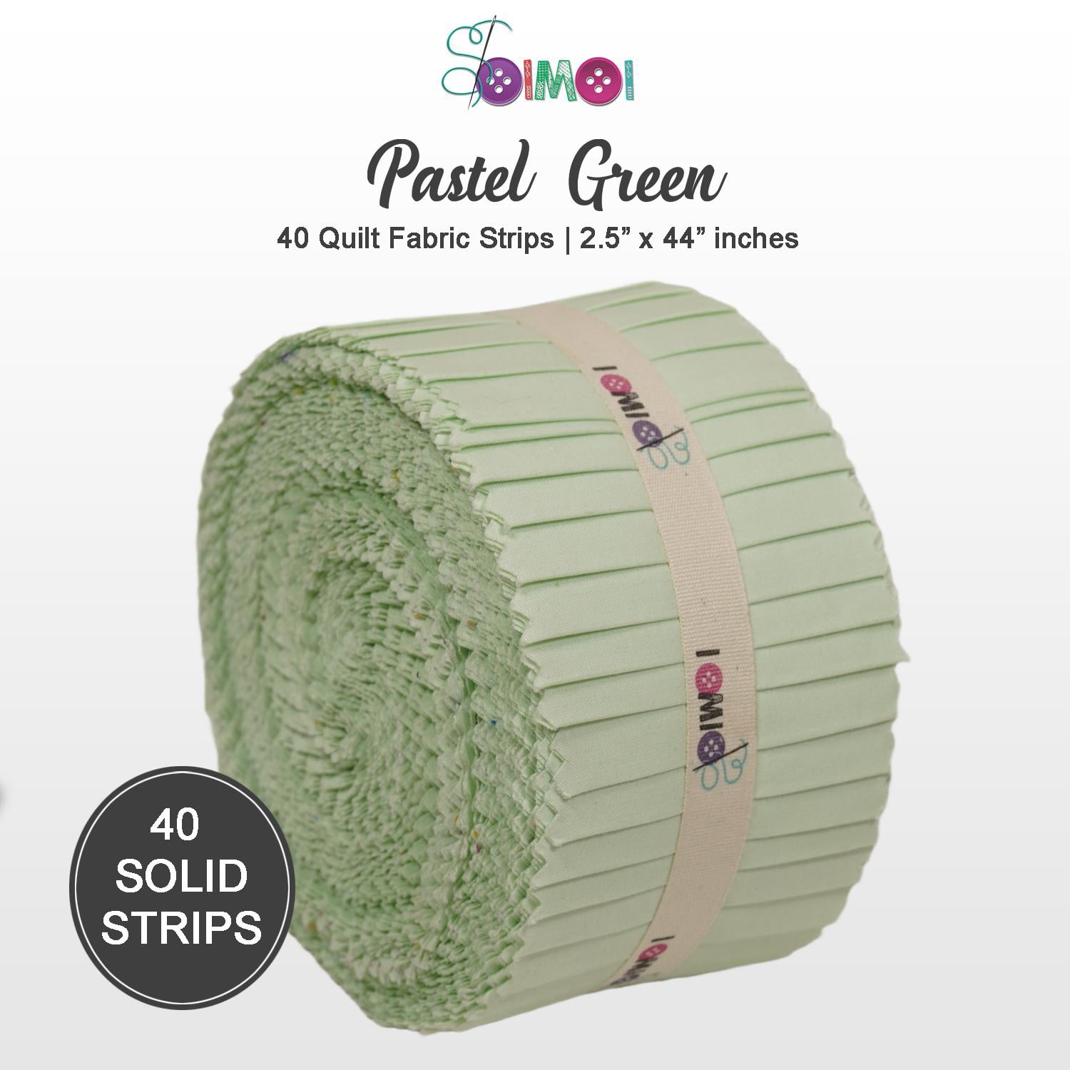 Soimoi Solid Jelly Roll Fabric Strips for Quilting, Precut Fabric for DIY, 40 Strip 2.5" Assorted Bundle, Jelly Roll For Scrapbooking, Perfect Quilting Fabric for Sewing, Craft, Decor - Pastel Green
