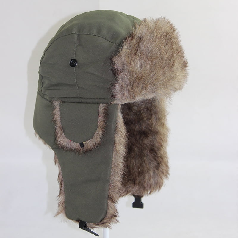 Men Winter Hat Trapper Aviator Trooper Earflap Warm Russian Fleece Fur Bomber 