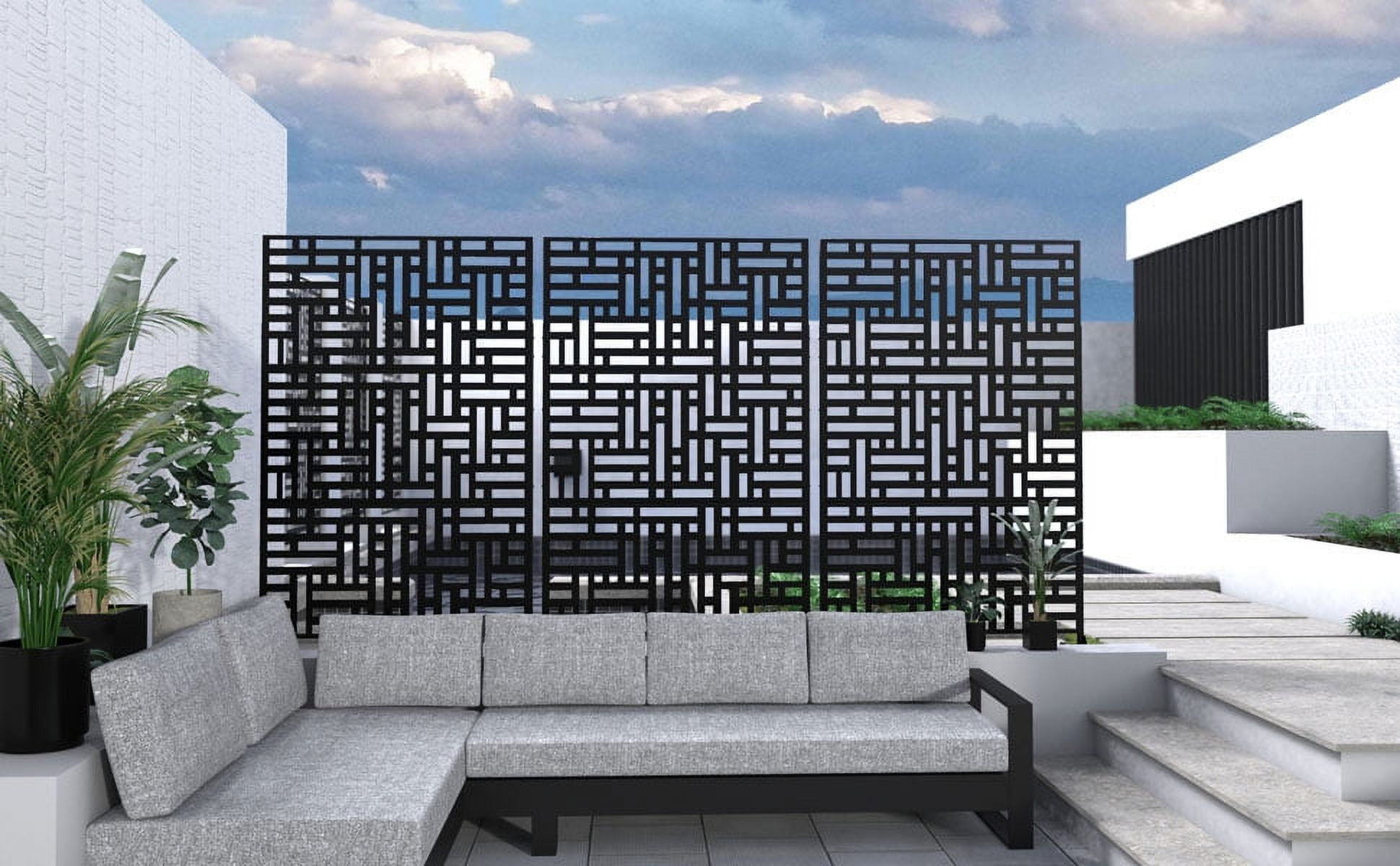 MAYEERTY 76 in x47 in Decorative Privacy Screen Outdoor Divider with Stand